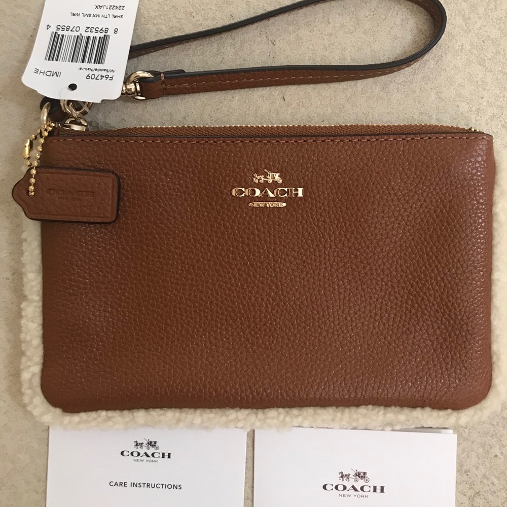 Authentic Brand New Coach Wristlet w/ Fur Trim